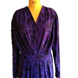 Vintage 80s midi rouched dress in great color